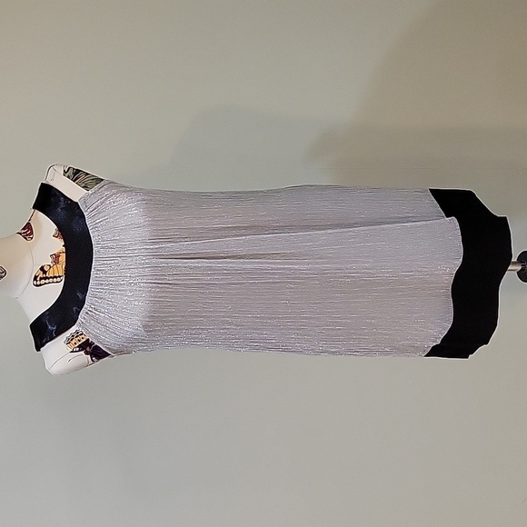 ENFOCUS STUDIO silver and black sleeveless dress.  Ties in back. Size is 4. - Picture 2 of 10